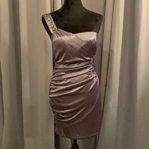 Sexy one-shoulder Ruby Rox satin cocktail dress
